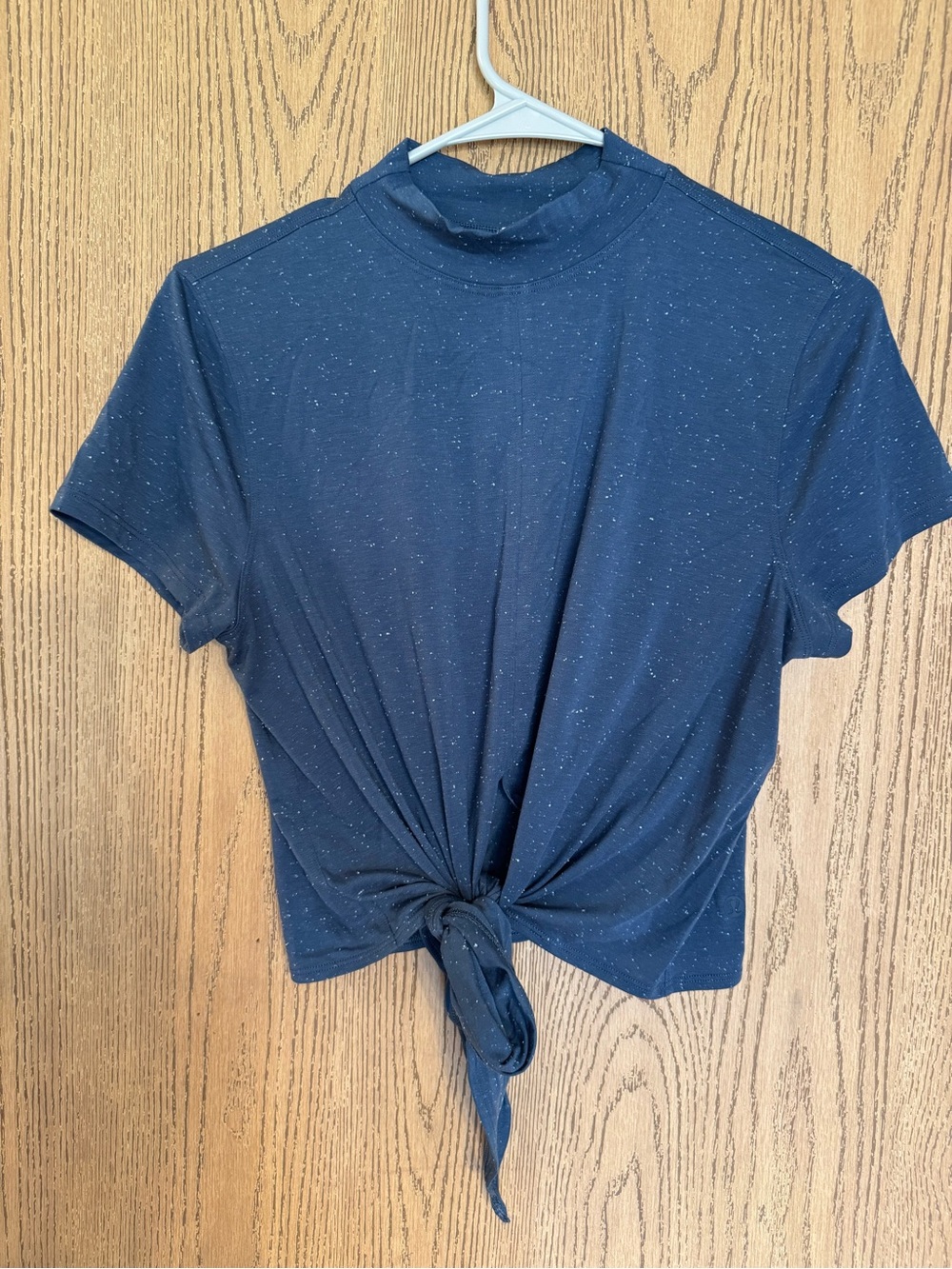 lululemon athletica Navy Speckled Mock-Neck Tie-Front Crop